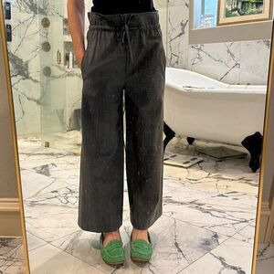 TELA | XS | gray oversized wide leg paper bag waist wool trousers